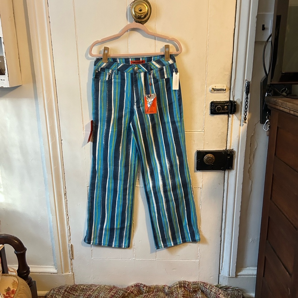 Simon Miller Blue and Green Striped Jeans